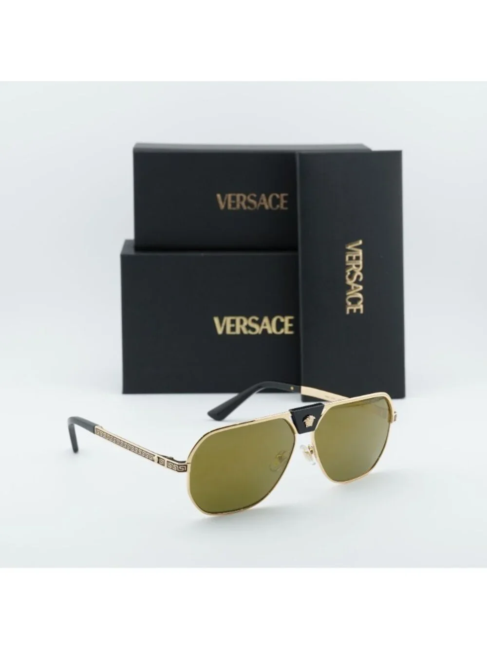 Versace VE2294 10025A Aviator Sunglasses – Gold / Brown
